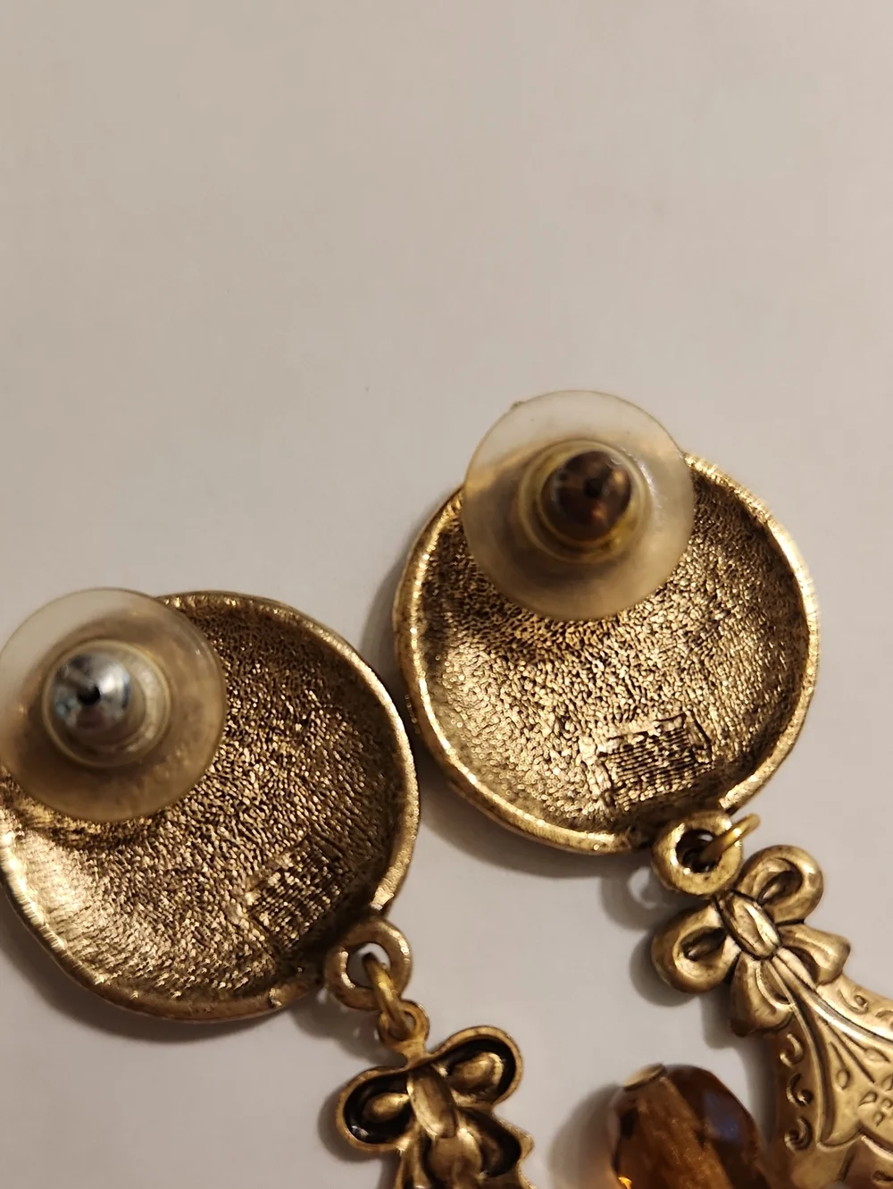 Gold-Tone Amber Drop Earrings Older Fashion Earrings